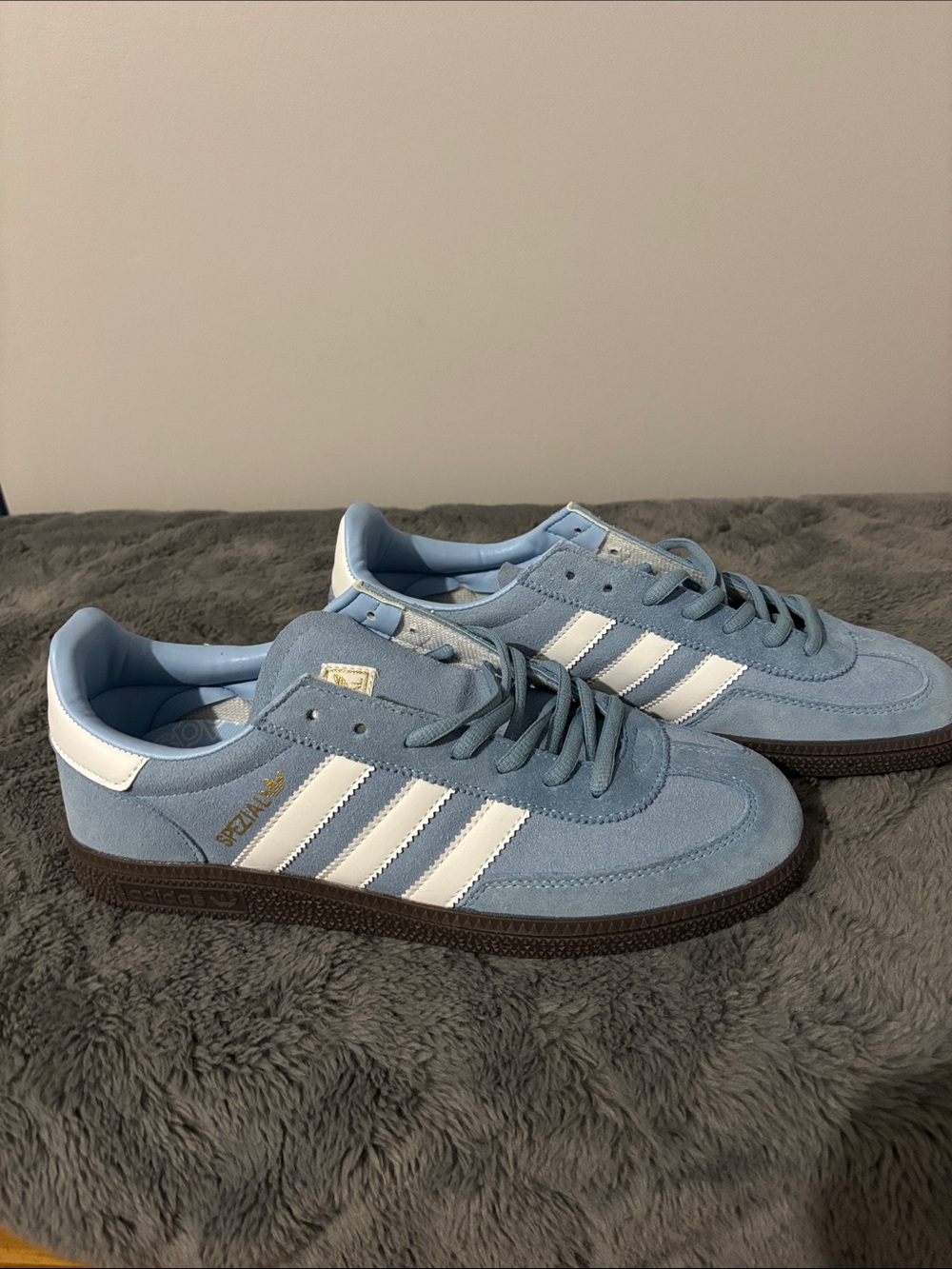 Adidas Spezial Men’s Suede Sneakers in Light Blue and White